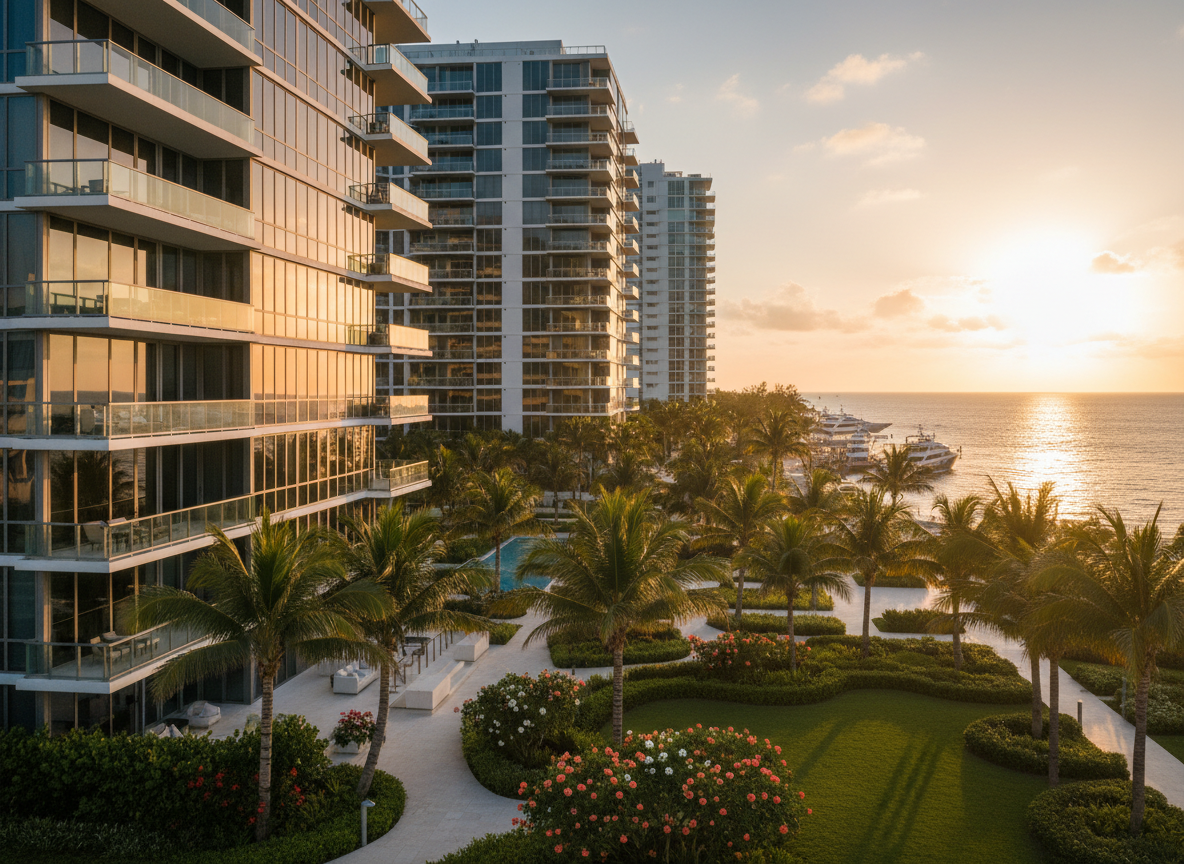 Miami Beach coastal residences at golden hour